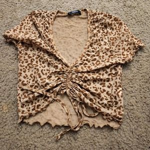 SHEIN, large crop-top shirt, sheer leopard